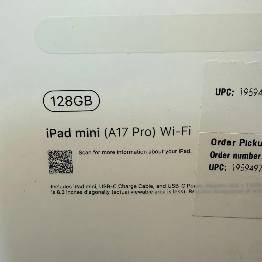 Genuine Apple iPad Mini A17 Pro 128GB Purple Empty Retail Box Only w/Inserts